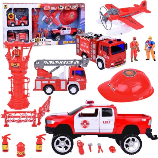 Large Fire Truck Set with Helmet