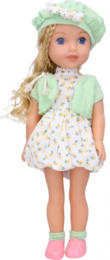 Helidega nukk 36 cm koos käekoti ja mütsiga