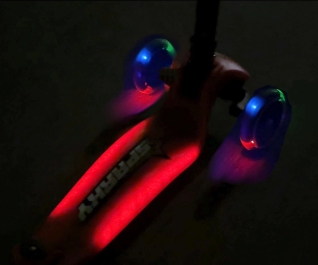 Illuminated LED wheels and lit deck