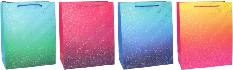 Kinkekott S 18 × 23 × 8 cm, aastaringseks kasutuseks, metallik-täppidega gradient