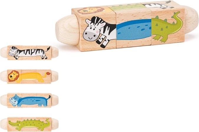 Puidust pöörlev pusle Woodyland Twist loomakestega