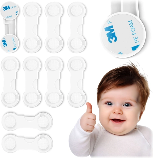RICOKIDS Child Safety Cabinet Locks, white, set of 10