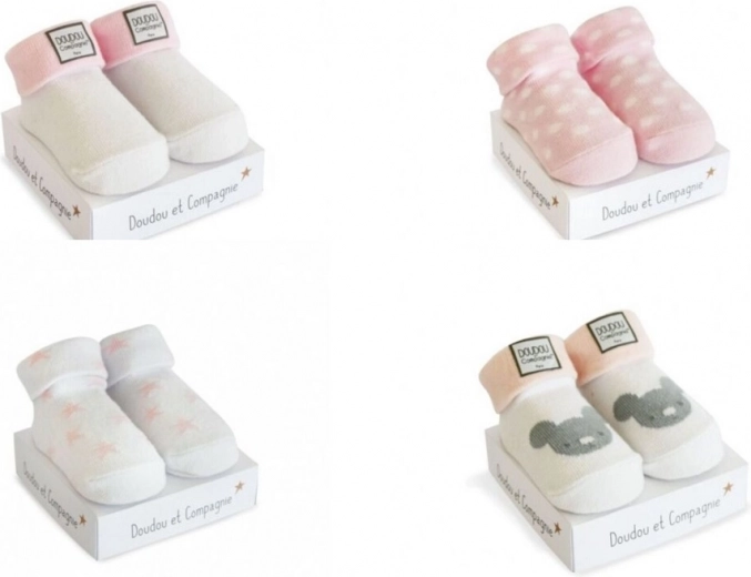 Kingikomplekt Doudou – sokid tüdrukule 0–6 kuud