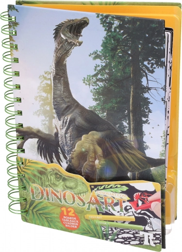 Sametised värvimislehed DINOSART – dinosaurused, 12 tahvlit ja minivildikad