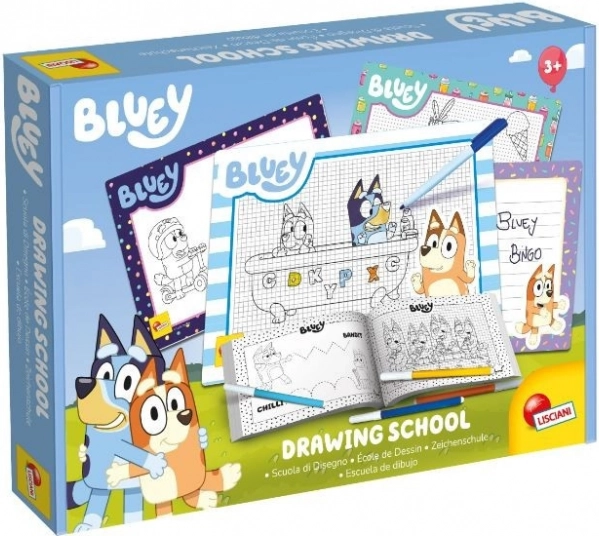 BLUEY Drawing School – creative set with a workbook and 4 wipe-clean boards