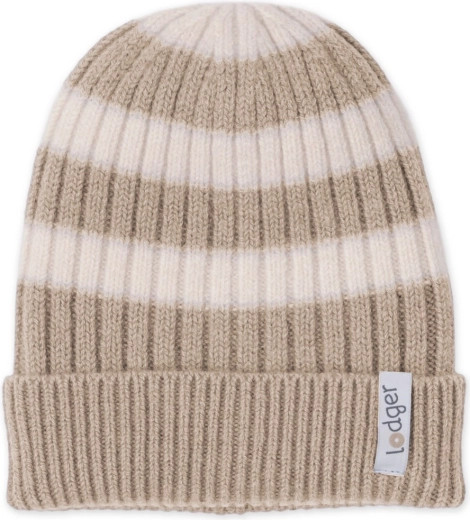 Lodger hat stripe merino beige (6–12 months)