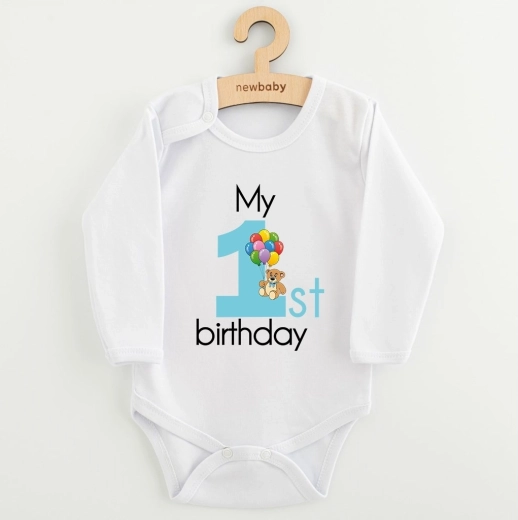 Laste bodi New Baby My 1st birthday sinine pika varrukaga