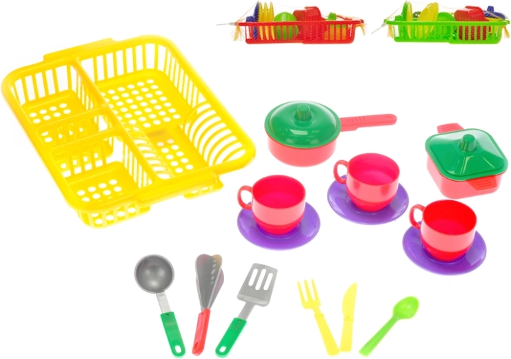 Children's Dish Set with Drying Rack – 3 Colors