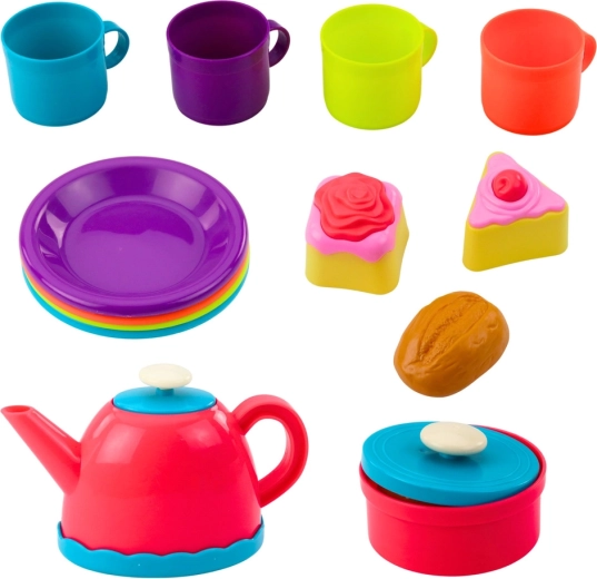 Colorful tableware and sweets for playful imagination