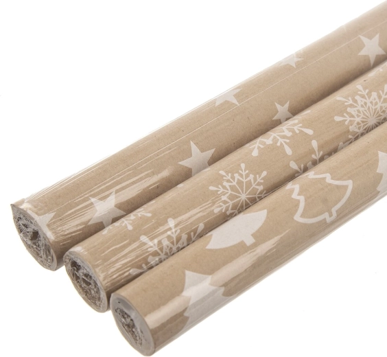 Christmas kraft wrapping paper, brown, 200 × 70 cm, assorted