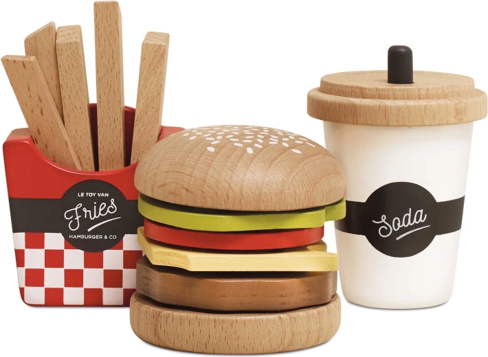 Wooden 3-in-1 play set: hamburger, fries and drink – Le Toy Van