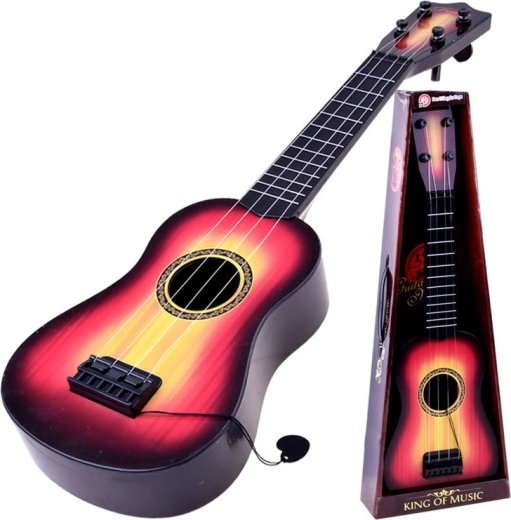 Children’s guitar with metal strings and a pick - 1 piece – Red-yellow