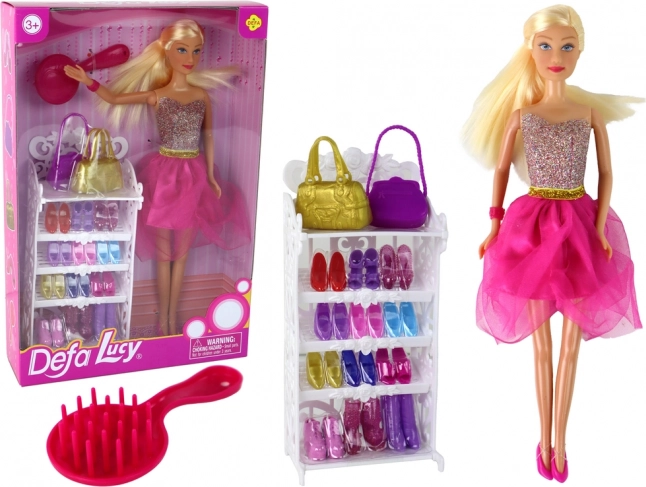 Doll Lucy with Pink Sparkling Dress and Shoe Set