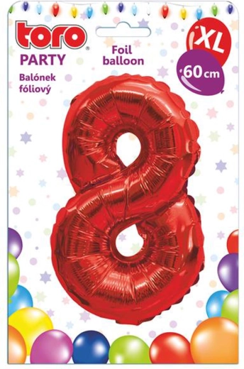 Foil balloon number 8, 60 cm, red