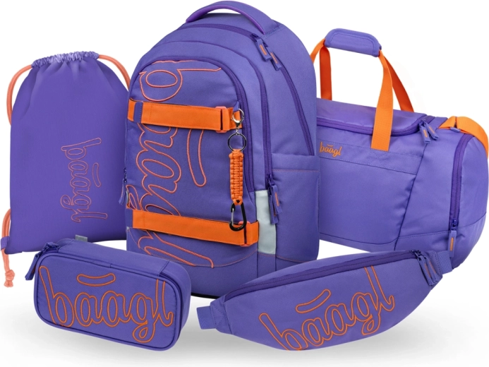Baagl koolikomplekt 5 tk Skate Max Orange – seljakott, pinal, sussikott, spordikott ja vöökott