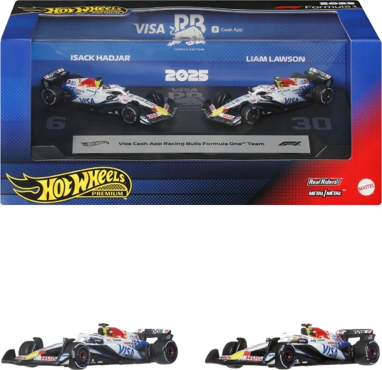 Hot Wheels Premiumi vormel 1 VCARB-i metallist vormelautode komplekt Liam Lawson ja Isack Hadjar – 2 tk
