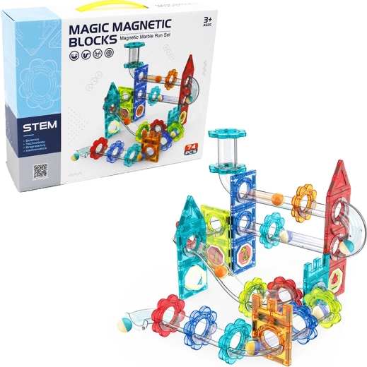 Magnetic Marble Run, 74 Pieces