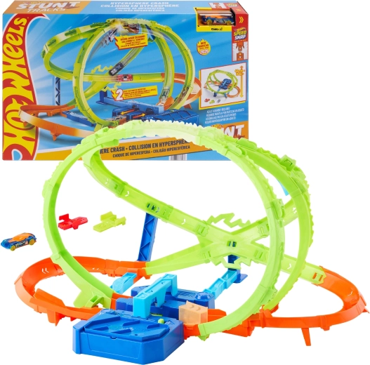 Hot Wheels Stunt Tracks Hipersféra kraks võidusõiduraja komplekt mootoriga + auto