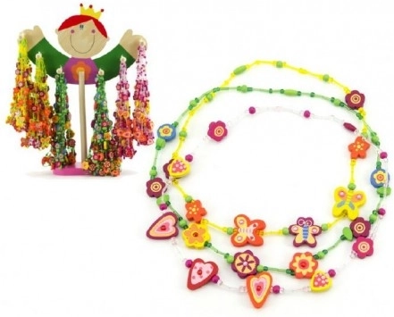 Puidust helmeste kaelakeekomplekt, 72 tk, 20 cm