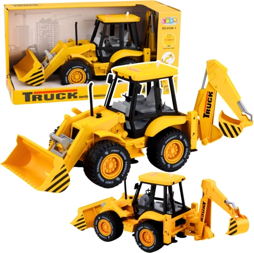 Children's construction loader and excavator with lights and sounds – yellow