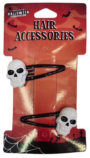 Halloween hair clips with skull motif - 2 pcs