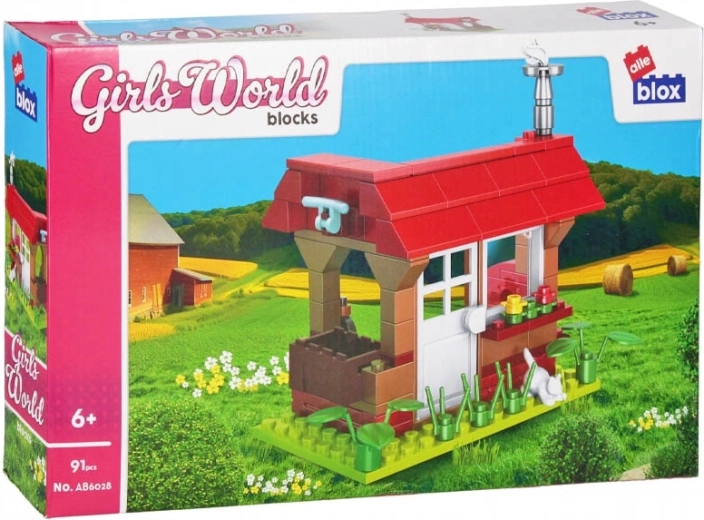 Girls' building set house from blocks, 91 pieces