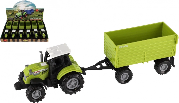 Plastic tractor with flatbed trailer 26 cm with light and sound