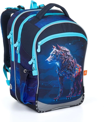 Topgal school backpack with a wolf motif (COCO)