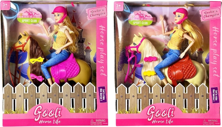 Doll set with horse and accessories - 1 piece