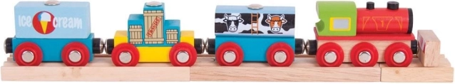 Bigjigs Rail goods train with 3 tracks