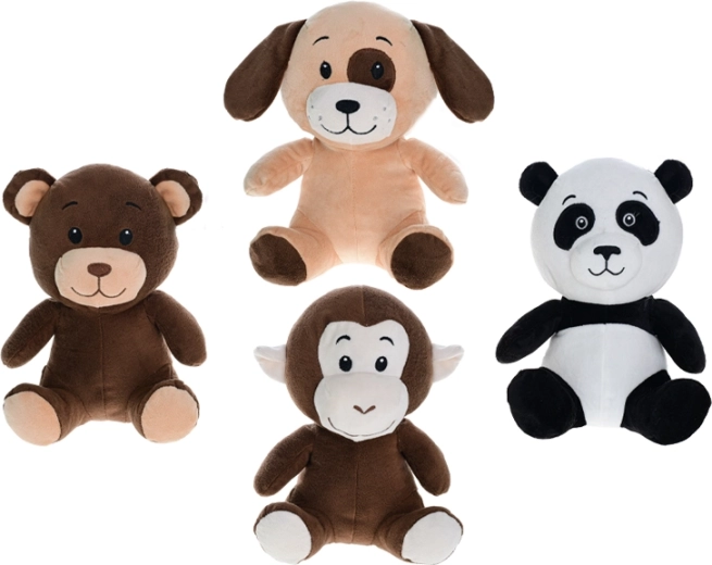 Pehmed mänguloomad 25 cm – istuv karu, panda, koer ja ahv