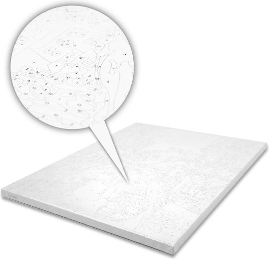 Pre-printed numbered canvas for carefree painting