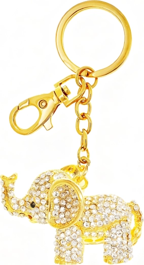 Gold Elephant Deluxe Keychain