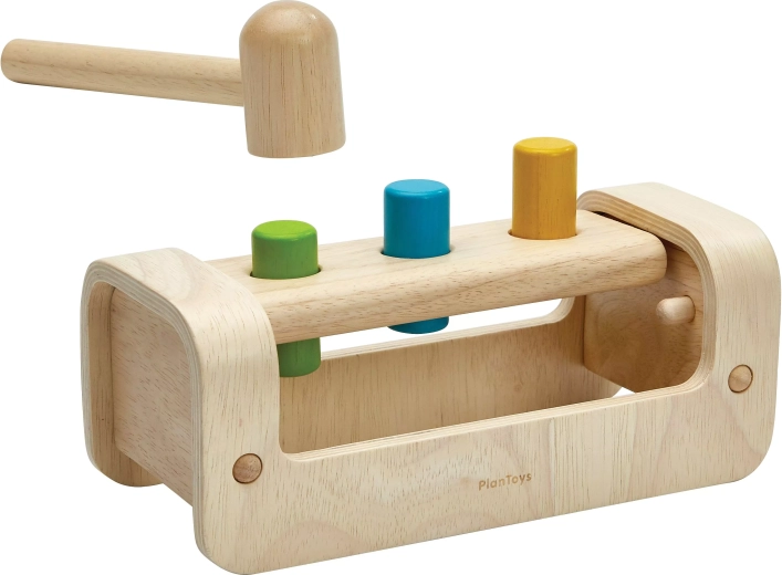 PlanToys puidust haamerdamismäng värviliste pulkadega