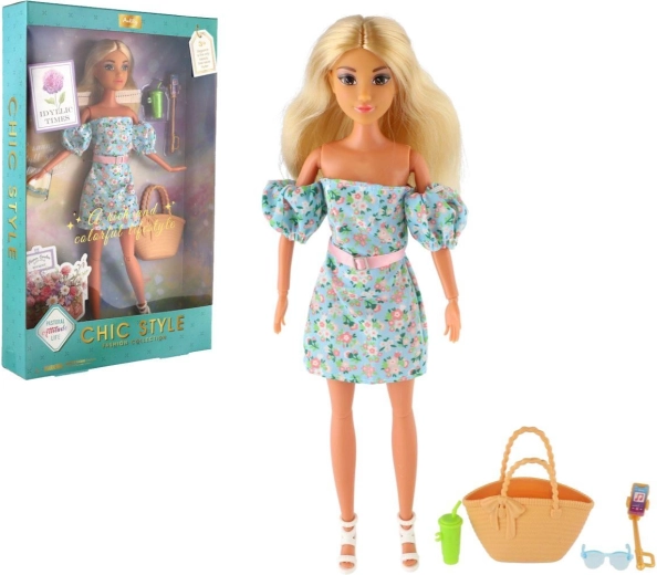Anlily doll in floral dress with joints and accessories 30 cm