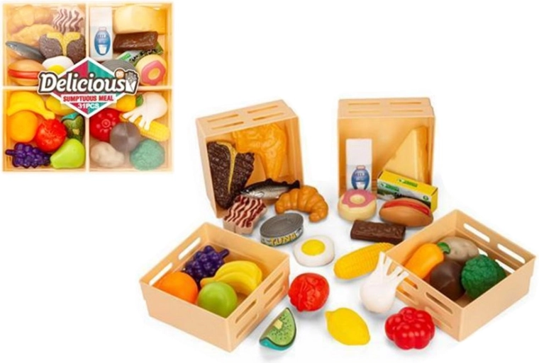 Children's kitchen vegetable set in a crate