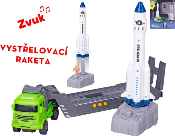 Hõõrdratas-veoga veoauto ja rakett stardiseadmega, heliefektid