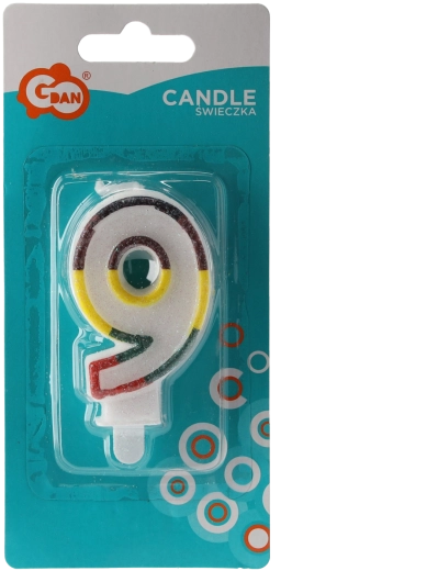 Birthday candle number 9 with glitter edge