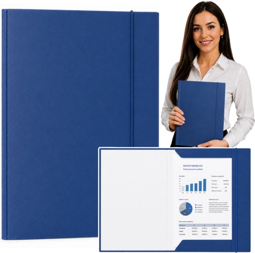 Lacquered cardboard folder with elastic band A4 blue 300 g/m² - 1 piece
