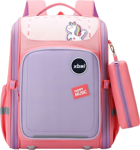 Pastel School Backpack with Unicorn and Reflective Elements