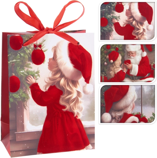 Christmas gift bag with girl motif 32 × 26 × 10 cm - 1 piece