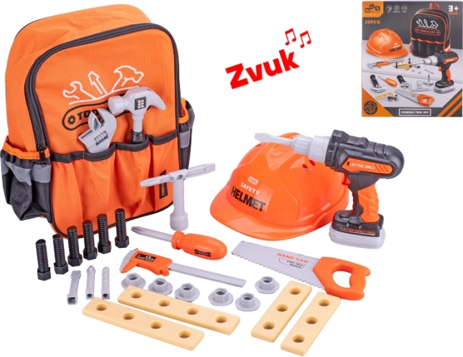 Kids’ tool set with battery drill and backpack, 28 pieces