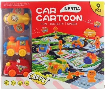 Teematt teedega ja mänguautod