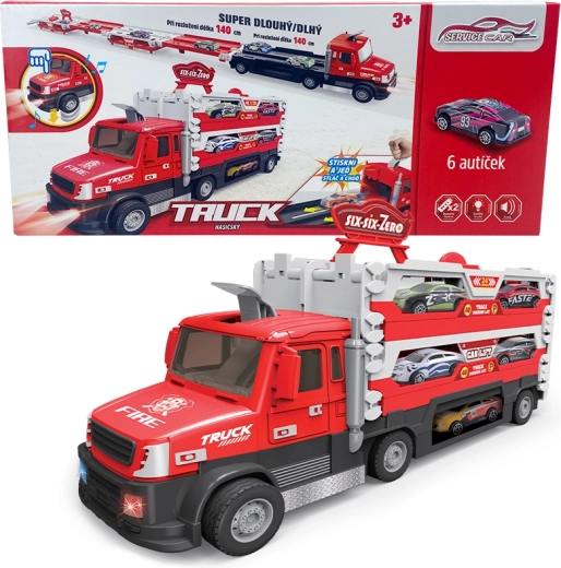 Tuletõrjeauto 2in1 valguse, heli ja 6 autokesega
