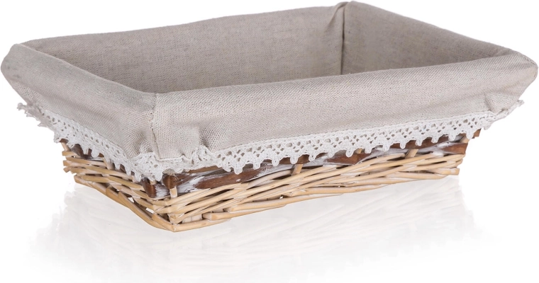 Wicker Rectangular Basket Duo 26 × 18 cm with Lace