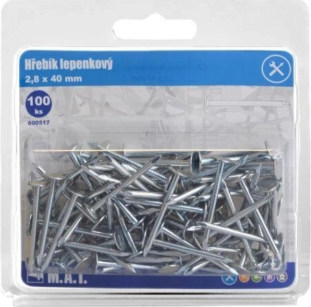 Katusepapi naelad 40 × 2,8 mm, tsingitud (100 tk)