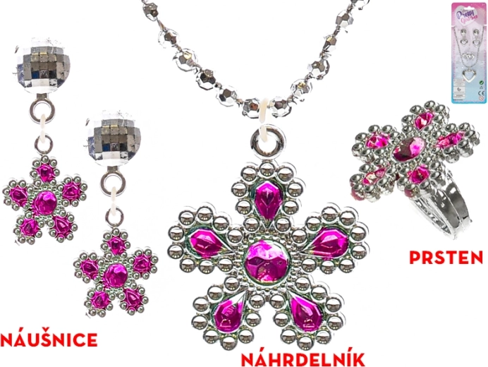 Kids’ Sparkly Jewelry Set – Necklace and Earrings (Heart or Flower)