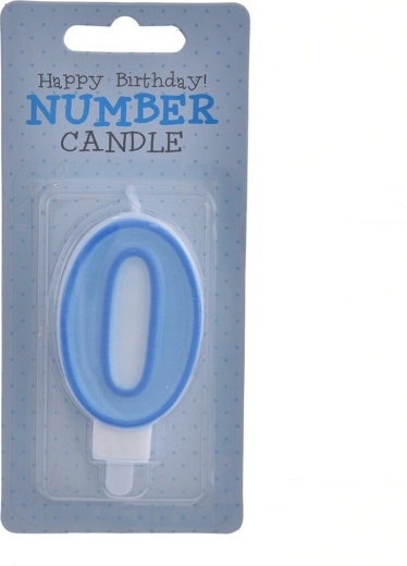 Number 0 Blue Cake Candle 7 cm