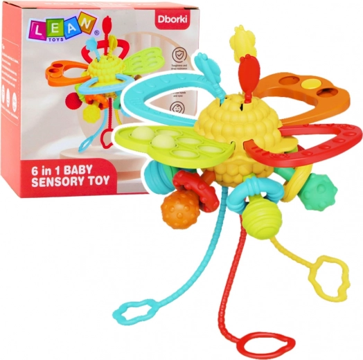 6-in-1 Sensory Stimulation Toy with Teether and Strings
