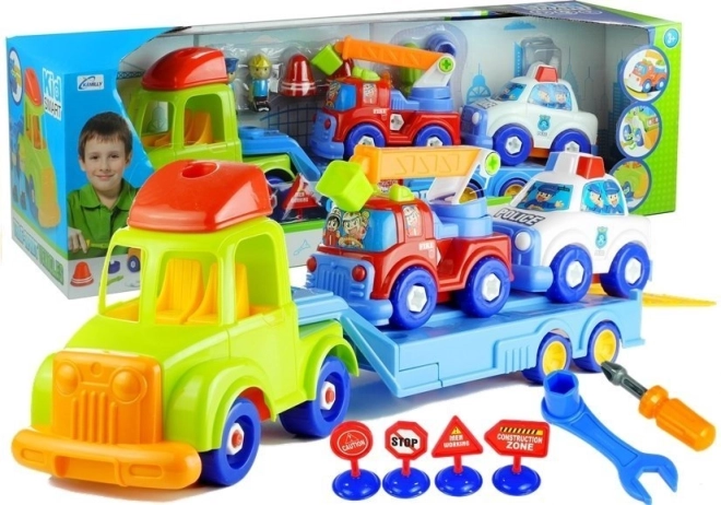 Dismantling Vehicle Set - Police and Fire Fighters on Carrier